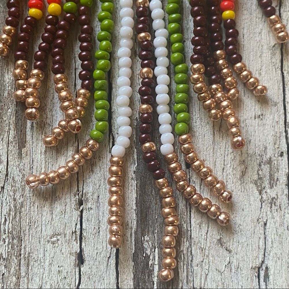 Seed Bead Floral Earth Tone Earrings - Picture 3 of 4